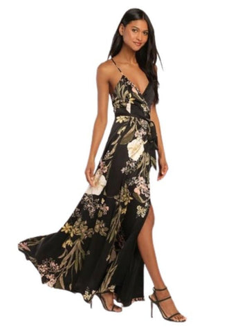 Women Black Regular Fit Floral Printed Dress
